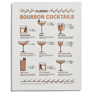 Classic Bourbon Cocktails Print by 33 Books Co.
