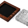 Crystal & Wood Cross-hatch 4-Cigar ashtray