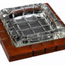 Crystal & Wood Cross-hatch 4-Cigar ashtray