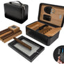Black Crocodile Motif Leather 10-20 Cigar Travel Humidor case with Accessories