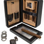 Black Crocodile Motif Leather 10-20 Cigar Travel Humidor case with Accessories