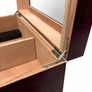 Chalet Glass Top II desktop humidor with Storage drawers in Cherry wood finish (~25-50 count)