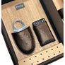 Brown Ostrich Motif Leather 4 Cigar Travel Humidor case with Accessories