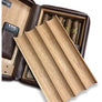 Brown Ostrich Motif Leather 4 Cigar Travel Humidor case with Accessories