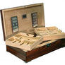 The Salvador - Polished lacquer finish with dual-trays & silver feet desktop humidor (~250 count)