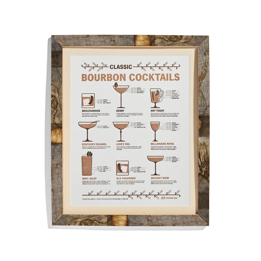 Classic Bourbon Cocktails Print by 33 Books Co.