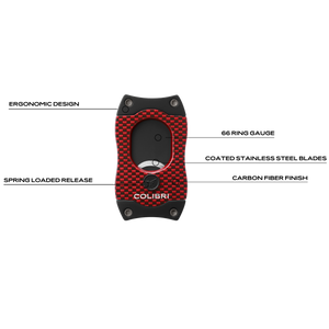 Colibri - S-Cut [Carbon Fibre look] Cigar Cutter (Red)