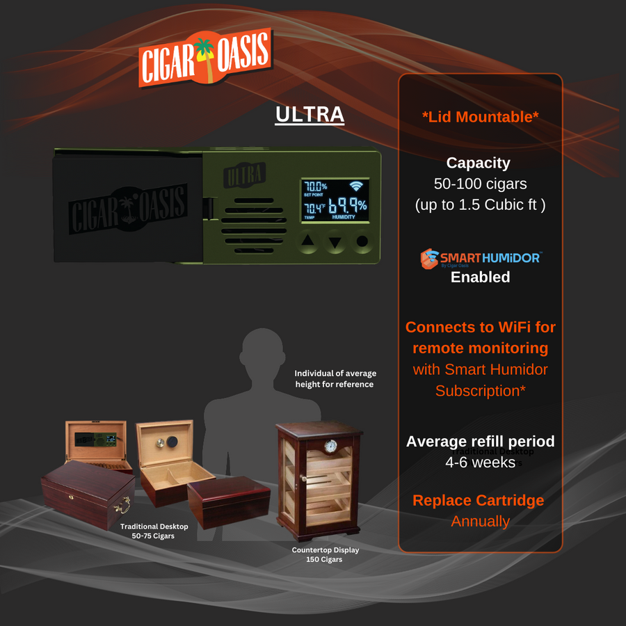 Cigar Oasis Ultra 4.0 | Small electronic humidification device (50-150 cigars)