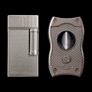 Colibri - Julius + SV-Cut (Gunmetal) soft flame lighter & cutter gift-set