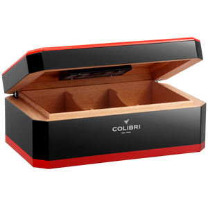 Colibri - Rally desktop humidor in Black + Silver (~100-125 cigar capacity)