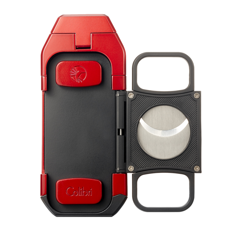 Colibri - Boss Triple-Jet Lighter with Double-guillotine cigar cutter (Red-Black)