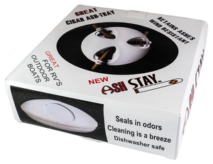 ASH-STAY White ashtray for the outdoors (3-cigar berths)