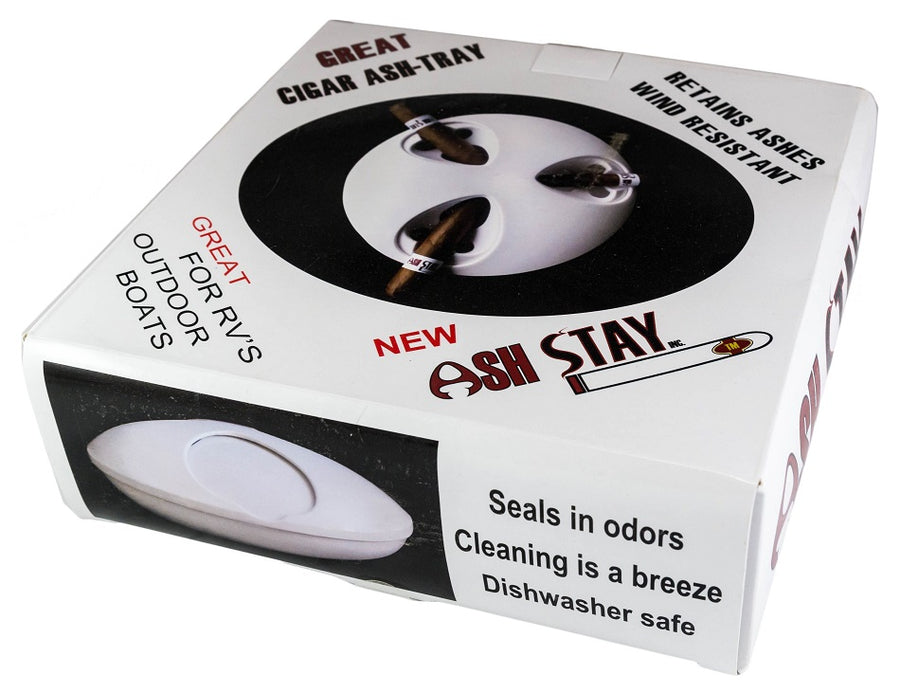 ASH-STAY White ashtray for the outdoors (3-cigar berths)