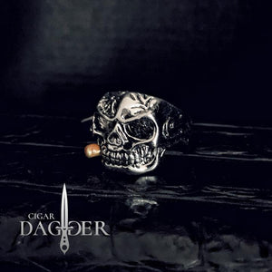 Cigar Dagger - Cigar Skull Ring (clear zircon)