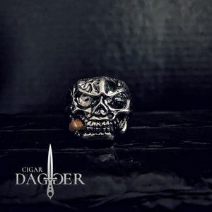 Cigar Dagger - Cigar Skull Ring (clear zircon)