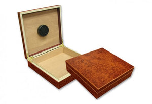 The Chateau small desktop humidor in Burl Wood finish (~20 count)