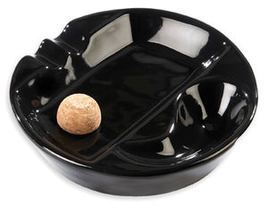 Pipe and Cigar Ashtray with Cork Knocker (black)