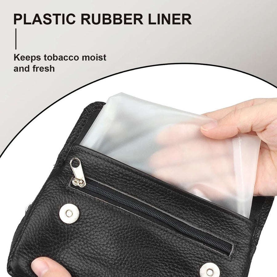 Leather Double Pipe case with Tobacco Pouch (brown)